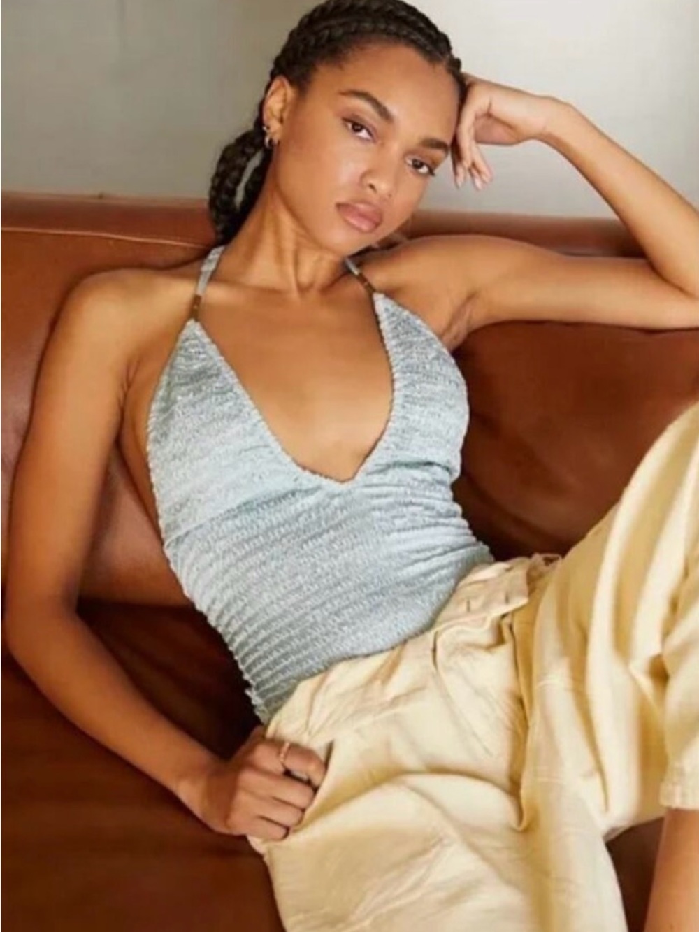 NWOT- Intimately Free People "I'm Yours" Smocked Halter Bodysuit - XL